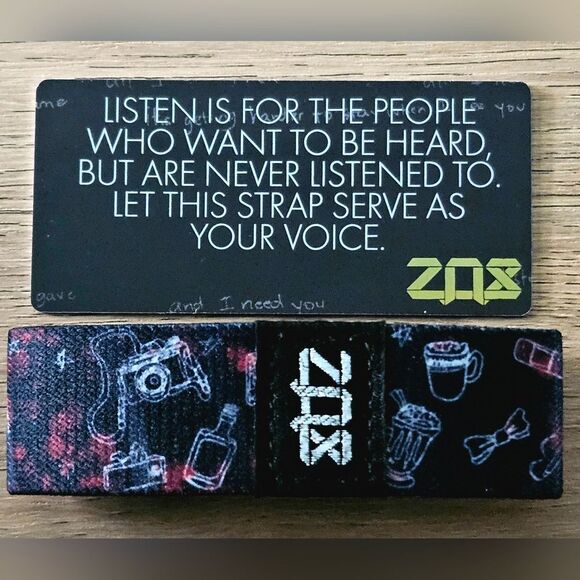 ZOX "LISTEN" #1452 emo music positive affirmations medium collectible wristband - Picture 2 of 3